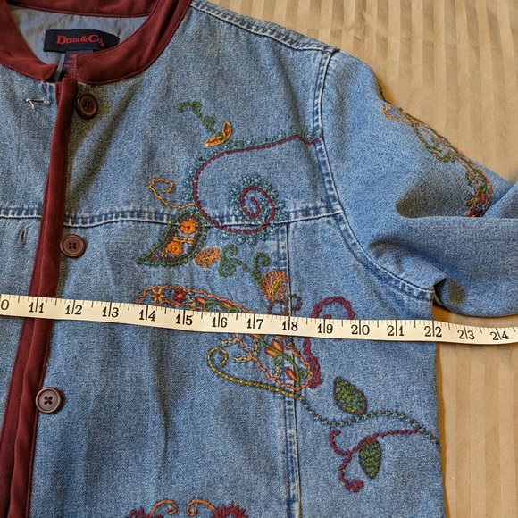 Vintage Denim & Co Embroidered Paisley Jean Jacket Medium - Picture 9 of 10